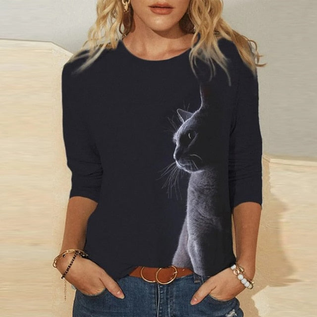 Cat 3D Print Long Sleeve T-Shirts - TNCPREACH (The store) cat-3d-print-long-sleeve-t-shirts, 