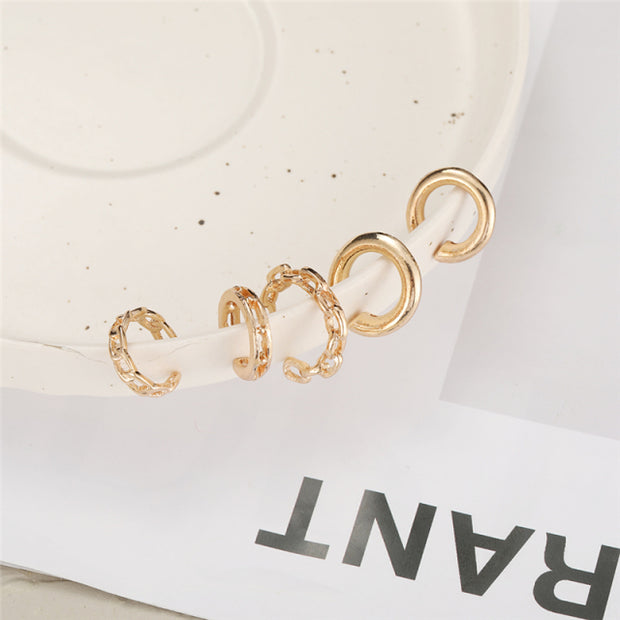 17KM Gold Leaves Ear Cuff Black Non-Piercing Ear Clips Fake Cartilage Earrings Clip Earrings For Women Men Wholesale Jewelry