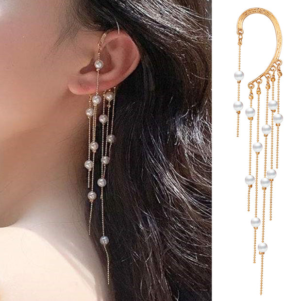 17KM Gold Leaves Ear Cuff Black Non-Piercing Ear Clips Fake Cartilage Earrings Clip Earrings For Women Men Wholesale Jewelry